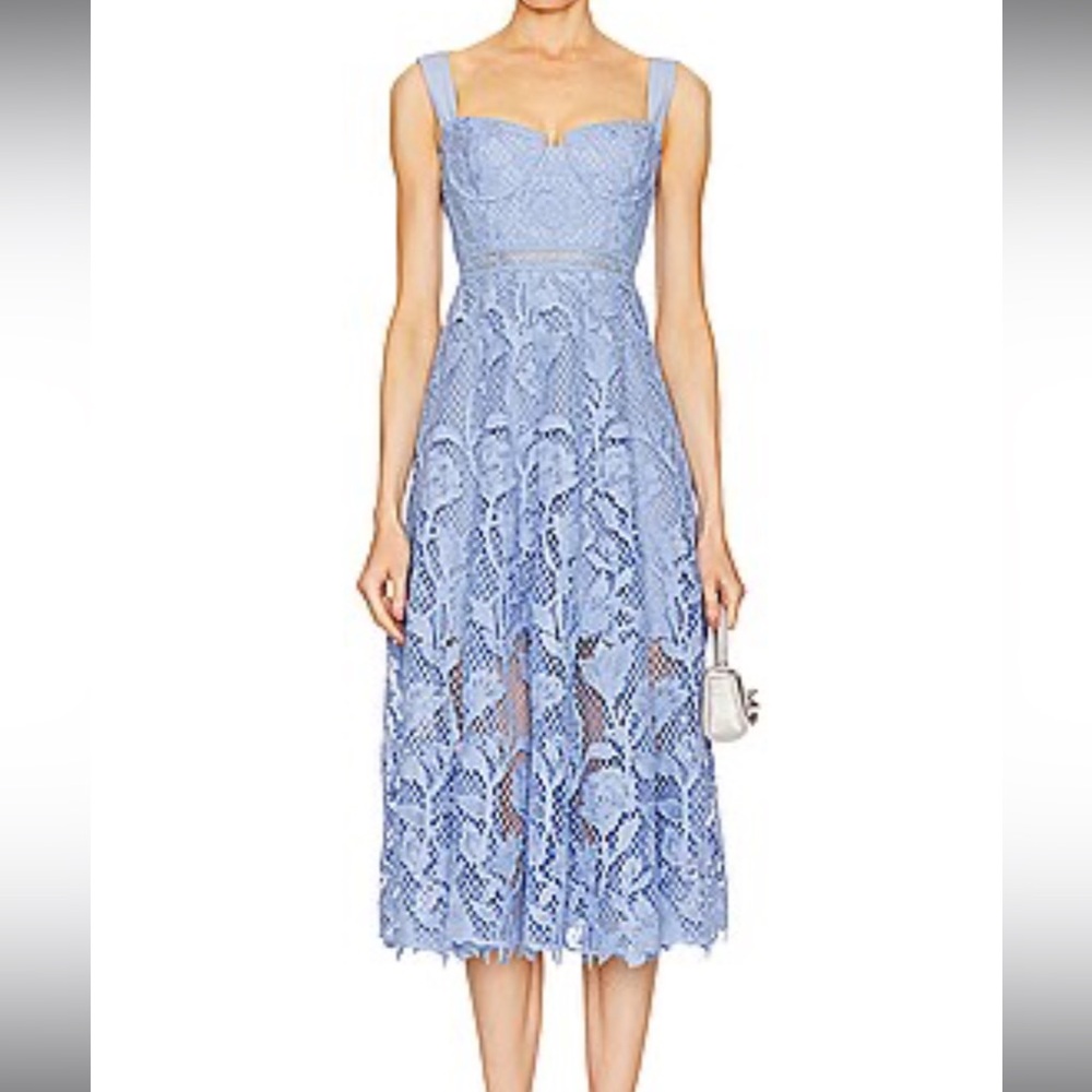 Self-Portrait Light Blue Lace Dress - Picture 3 of 9